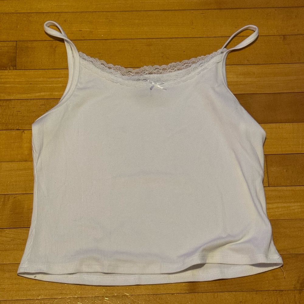 White Lace Trim Cami Top